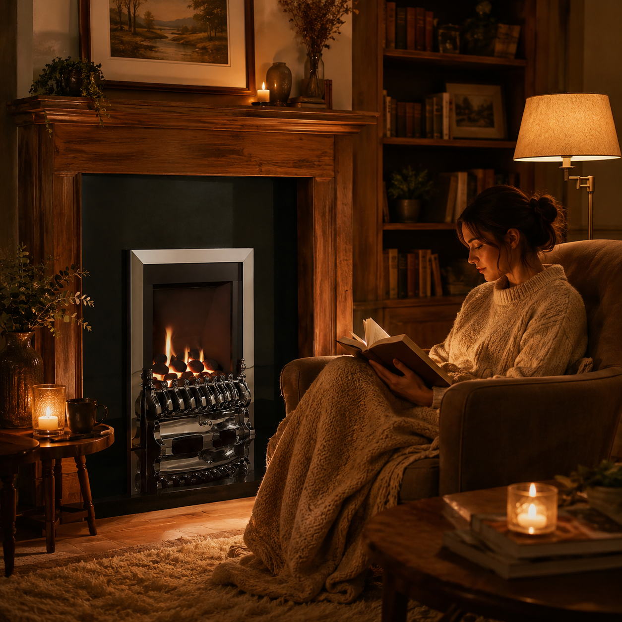 Flavel Windsor Traditional Gas Fire Silver - Image 2