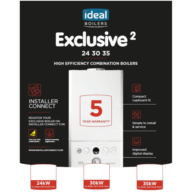 Ideal Exclusive2 Combination Boiler 24KW From £539.99 Plus Vat