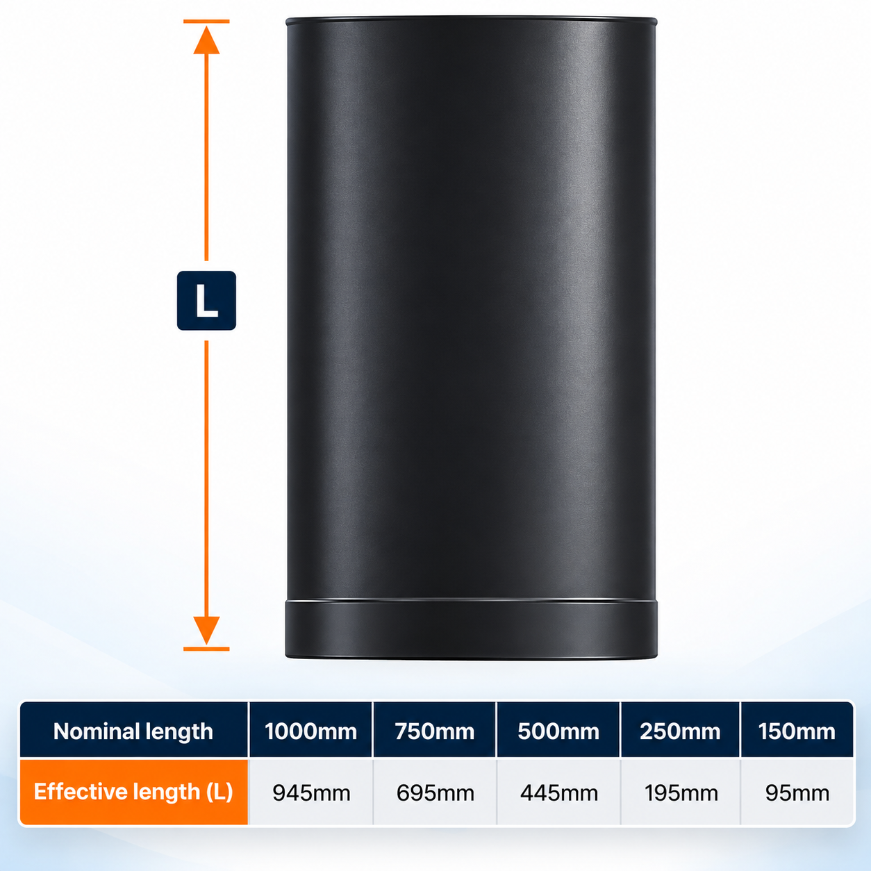 125mm Vitreous Enamel Flue Pipe 500mm Length - Image 3