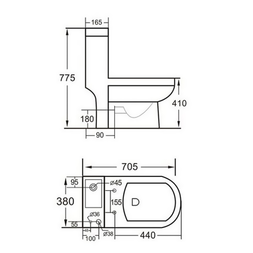 Arley P2-J Integrated Toilet Basin & Tap Combo - Image 4