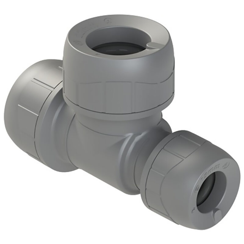 Polyplumb 22mm x 15mm x 22mm Reducing Tee Push Fit