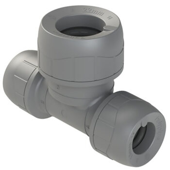 Polyplumb 15mm x 15mm x 22mm Reducing Tee Push Fit