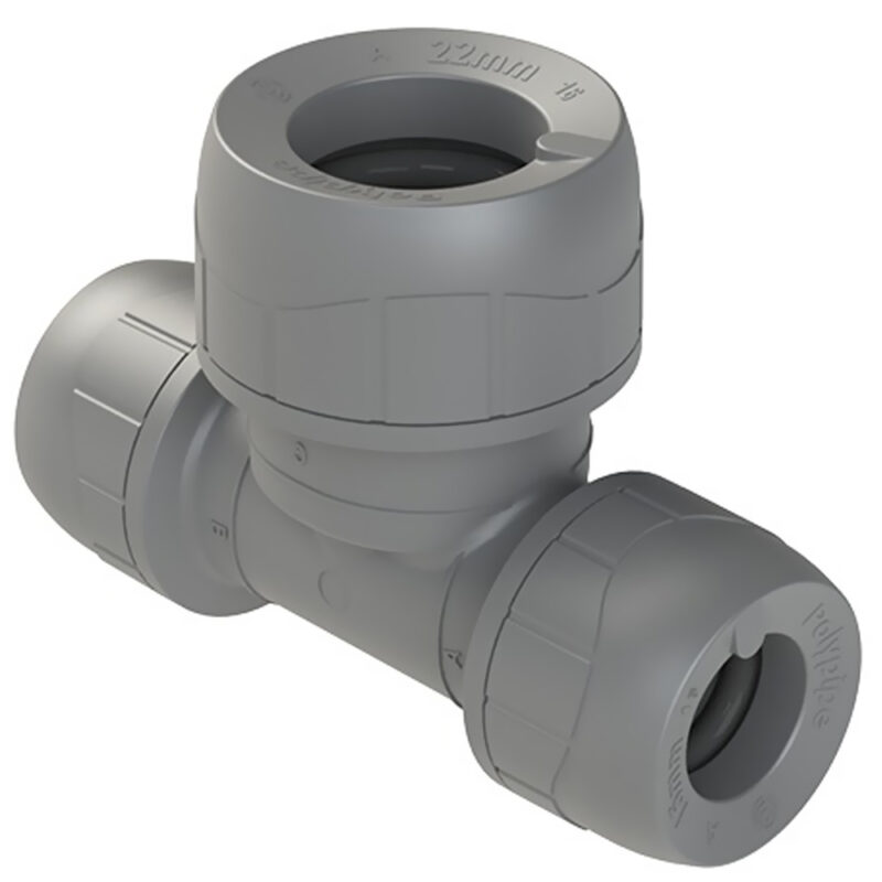 Polyplumb 15mm x 15mm x 22mm Reducing Tee Push Fit