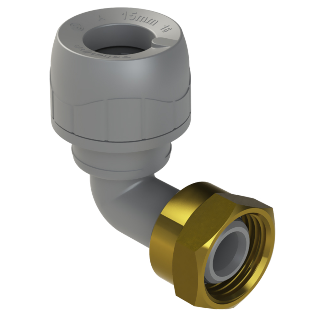 Polyplumb 15mm x 1/2inch Bent Tap Connector Push Fit