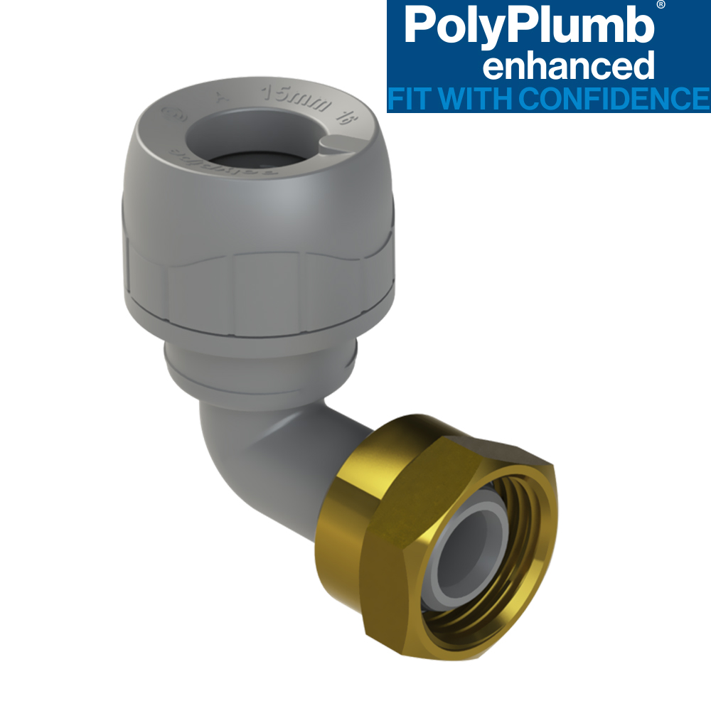 Polyplumb 15mm x 1/2inch Bent Tap Connector Push Fit - Image 2