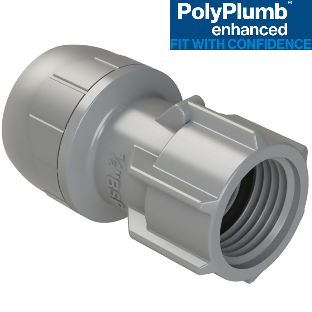 Polyplumb 15mm x 1/2inch Straight Tap Connector Hand Tight - Image 2