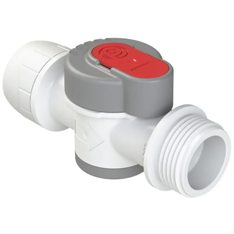 Polyplumb 15mm x 3/4inch Shut Off Valve White Push Fit