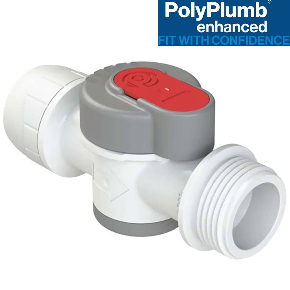 Polyplumb 15mm Shut Off Valve White Push Fit - Image 3