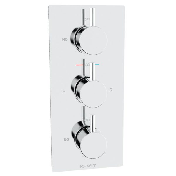 Round Triple Thermostatic Shower 2 Outlet