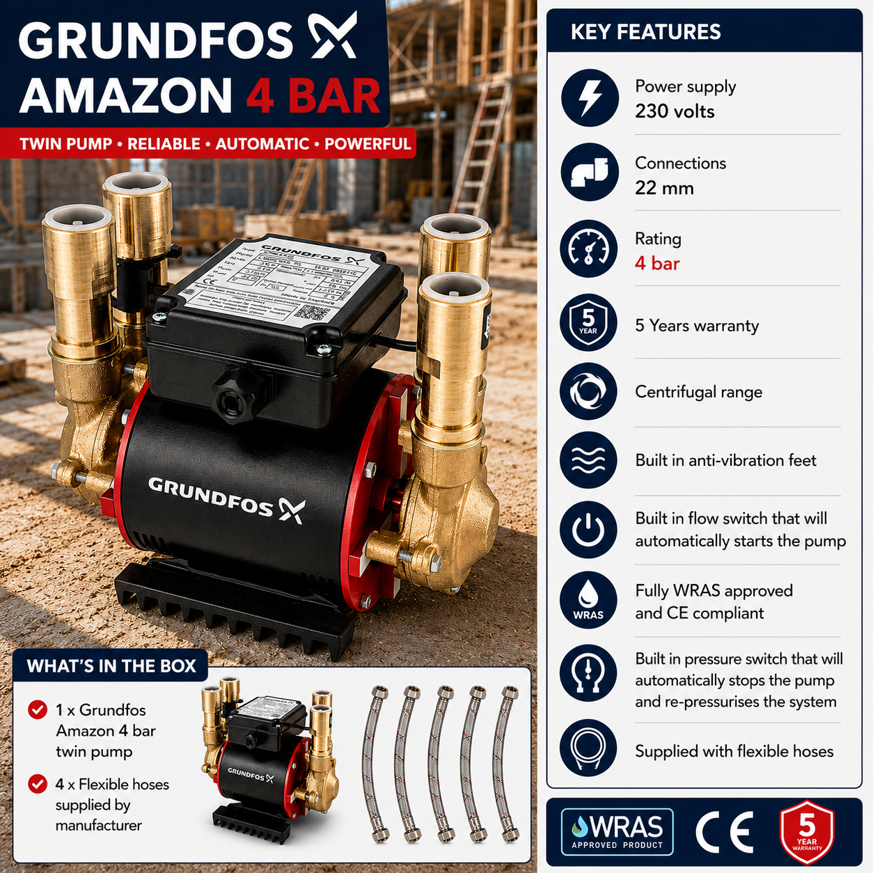 Grundfos Amazon 4 Bar Pump STP-4.0 B Heavy Duty - Image 2