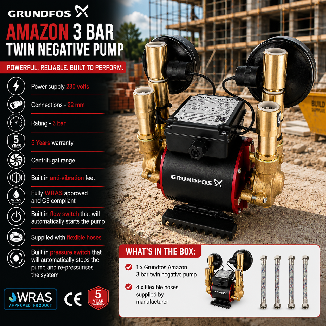 Grundfos Amazon 3 Bar Twin Universal Pump STN 3.0 B - Image 2