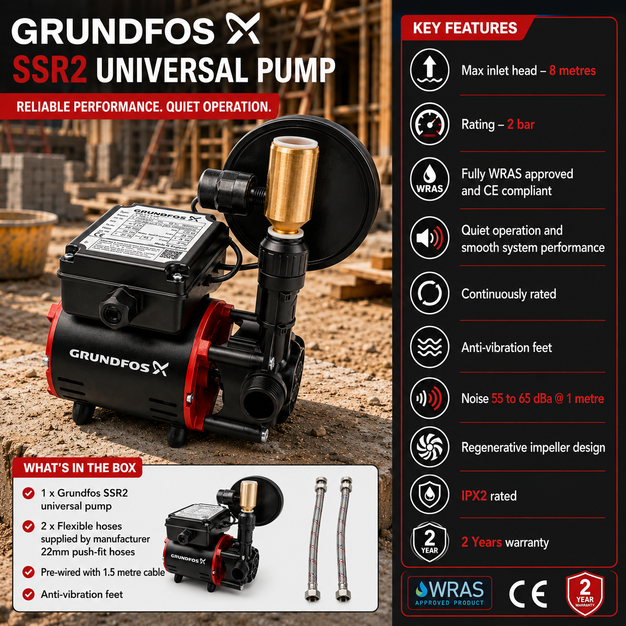 Grundfos 2 Bar Universal Twin Pump SSR2-2 CN - Image 2