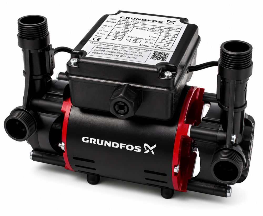 Grundfos STR2-1.5 C Twin Shower Pump 1.5 Bar Positive