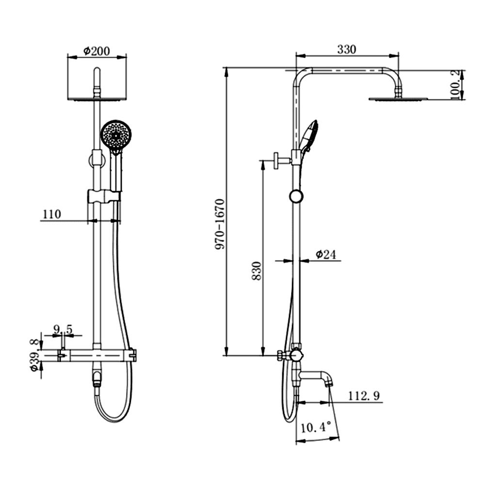 K-Vit Plan Round Bar Shower With Bath Filler - Image 2