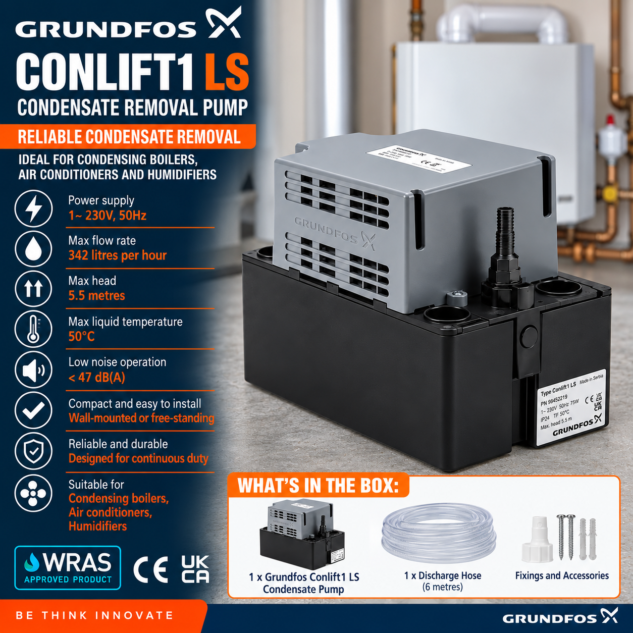 Grundfos CONLIFT1 LS condensate pump infomation sheet