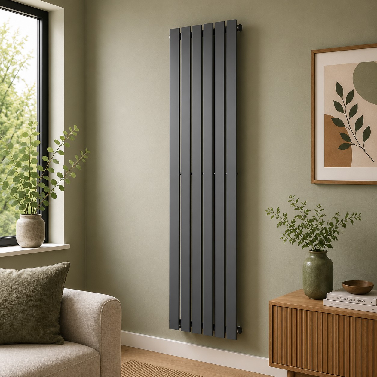 K Rad Boston 1600H x 550W Design Radiator Textured Grey