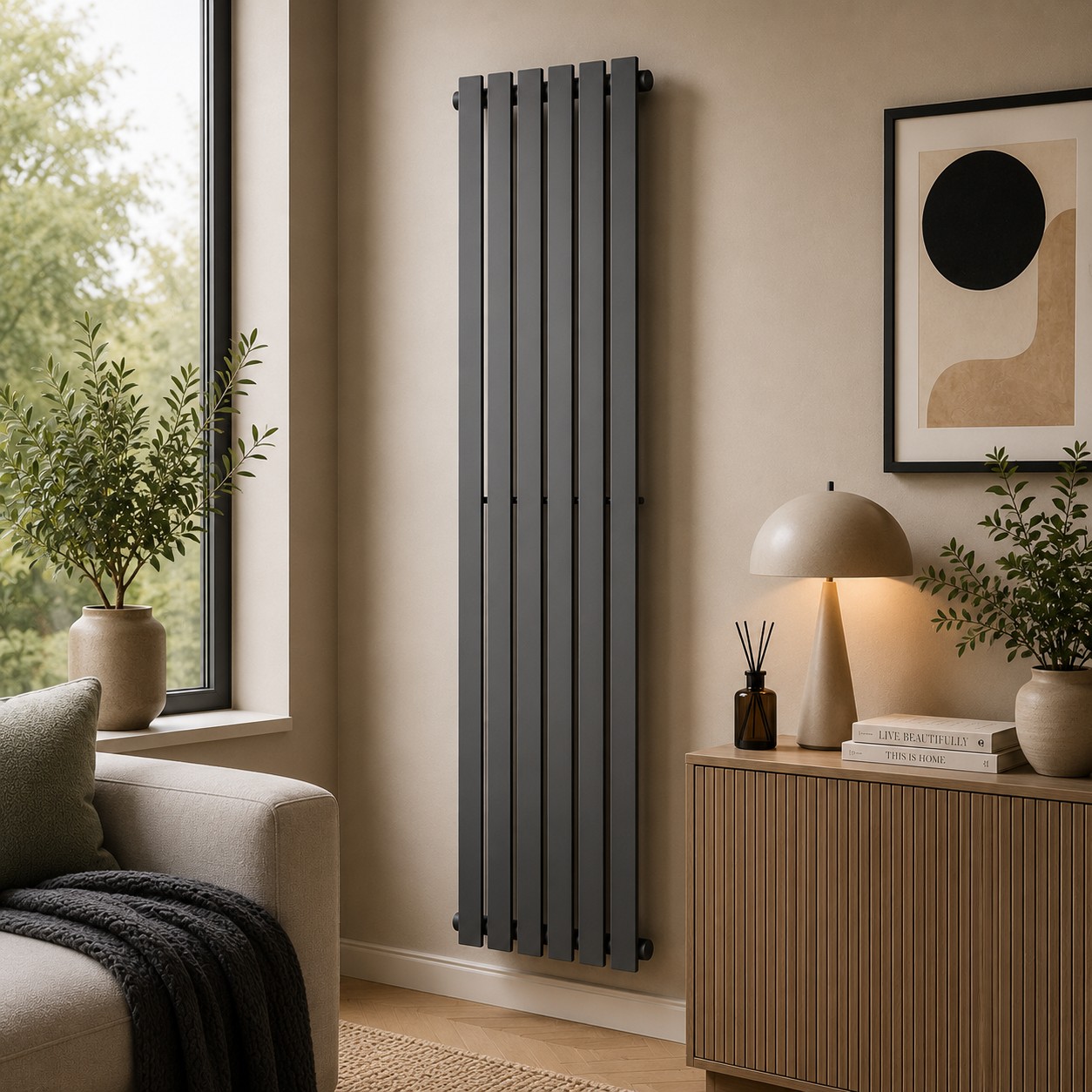 K Rad Boston 1800H x 480W Design Radiator Textured Grey - Image 3