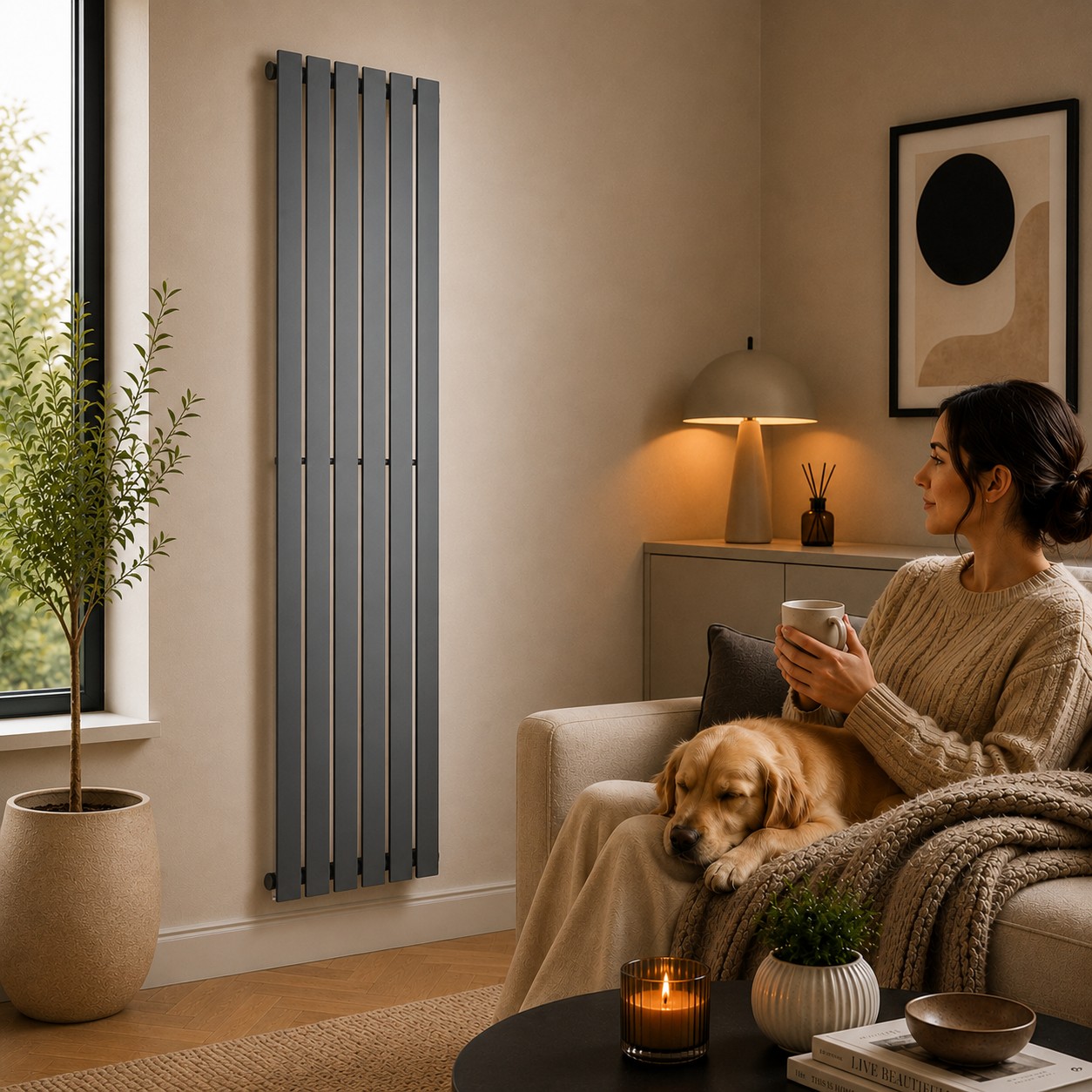 K Rad Boston 1800H x 480W Design Radiator Textured Grey - Image 4