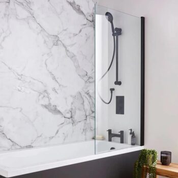 Black Bath Screen Square Edge