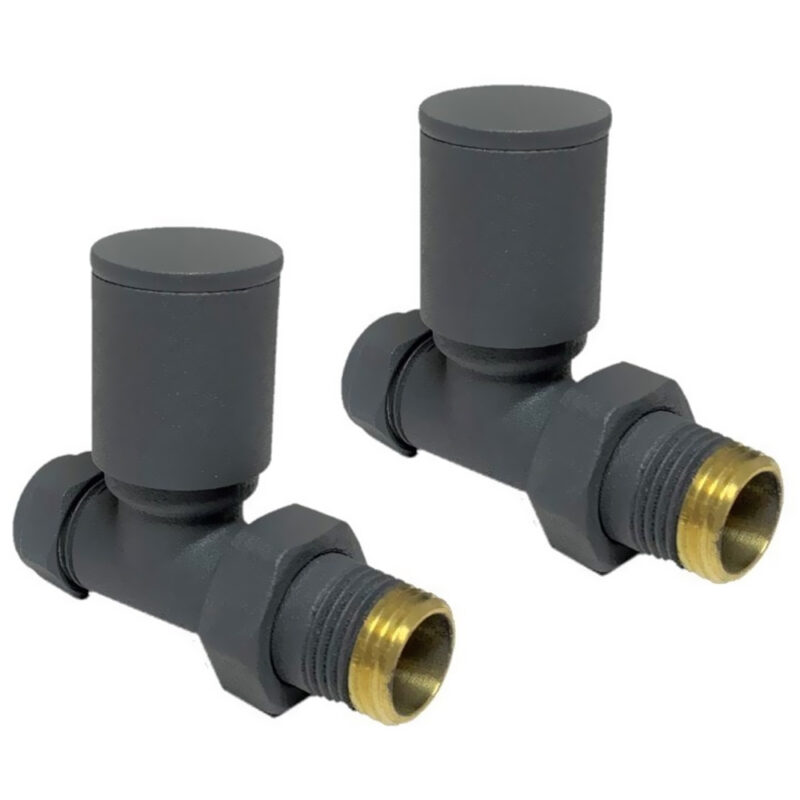 K Rad Anthracite Radiator Valves Pair Straight