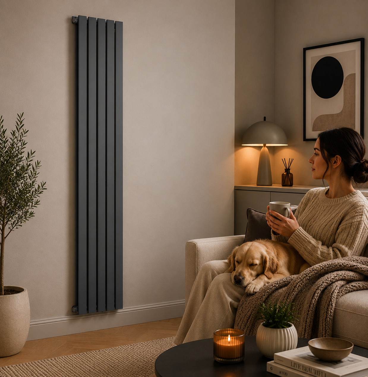 K Rad Boston 1800H x 410W Double Radiator Textured Grey - Image 4