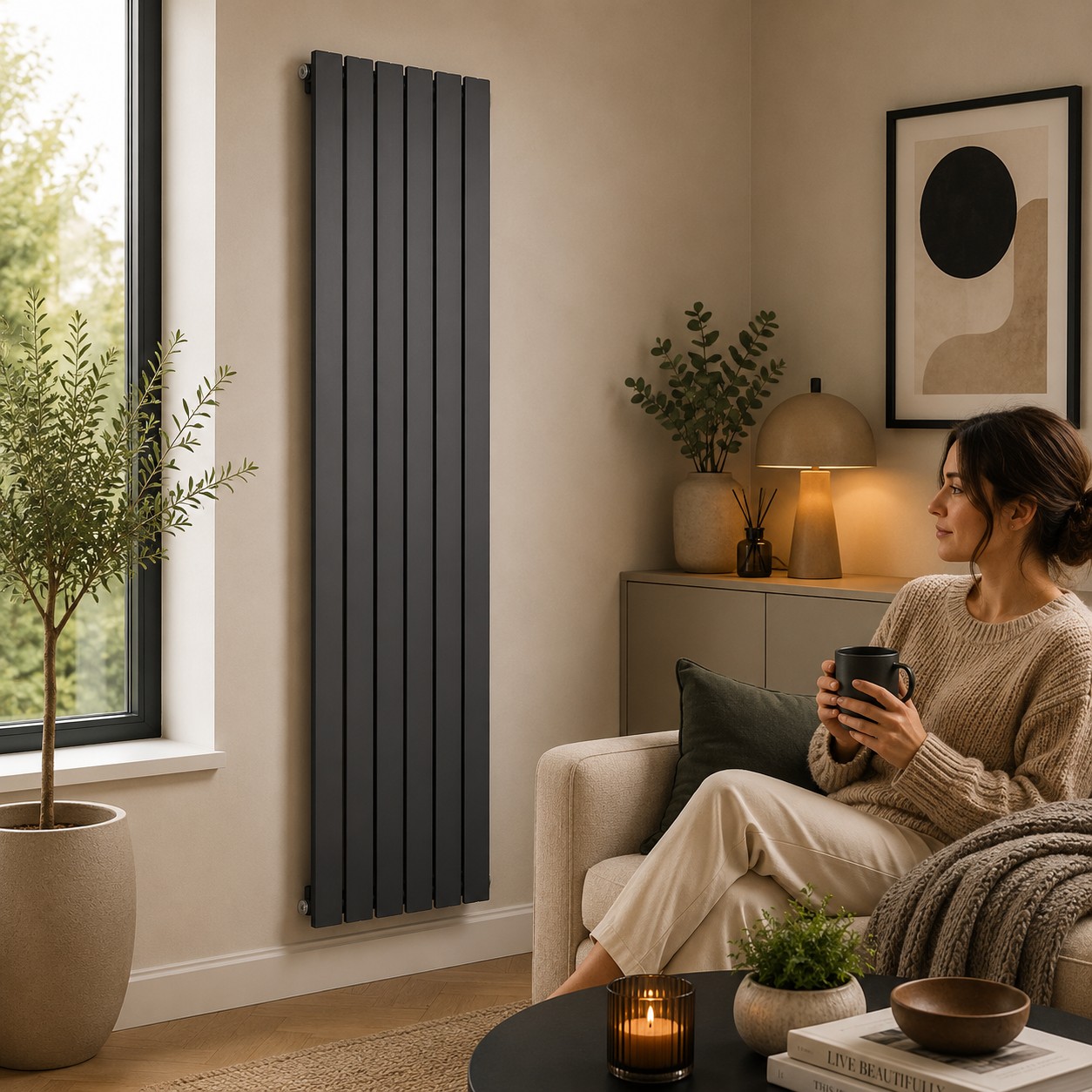K Rad Boston 1800H x 480W Double Radiator Textured Grey - Image 3