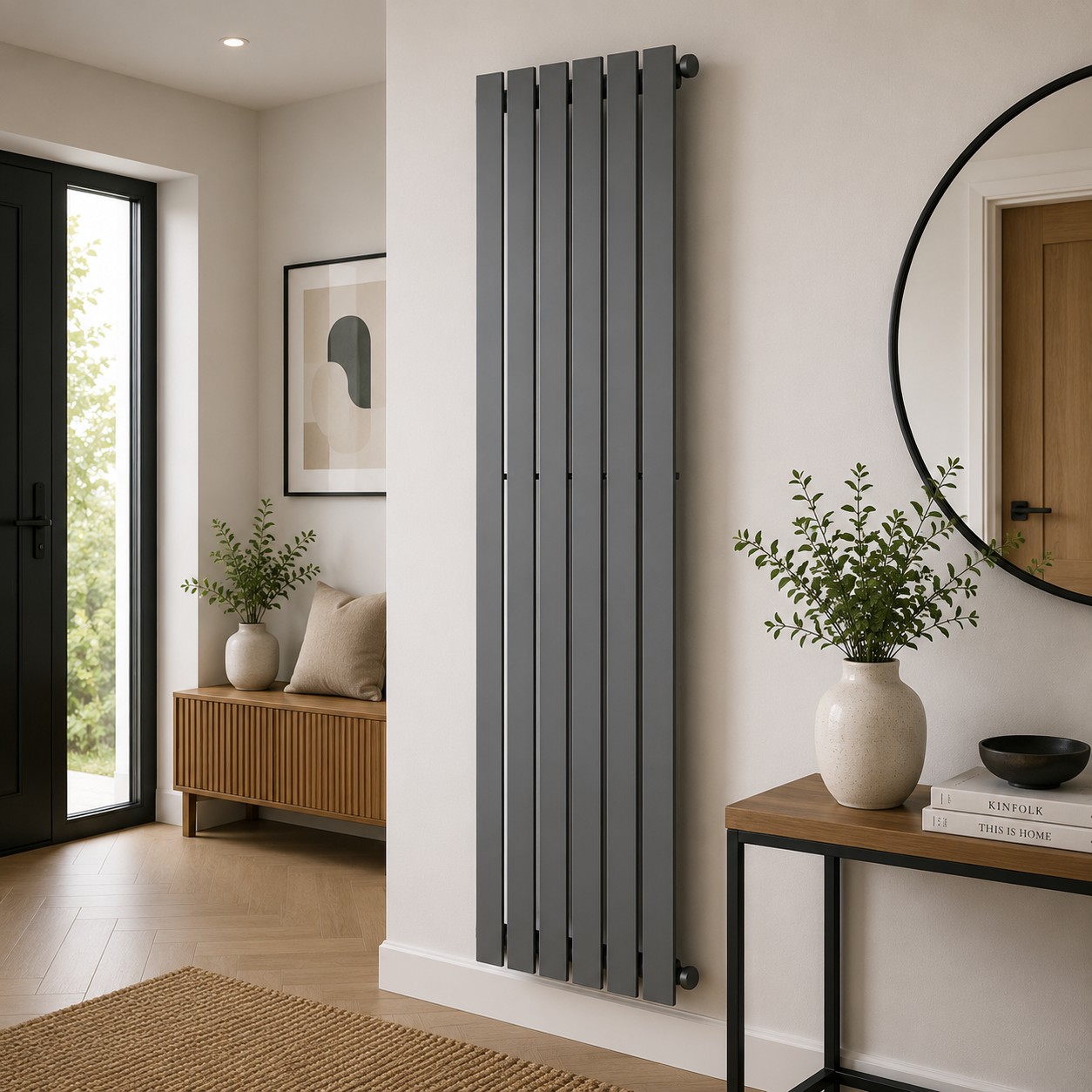 Boston 1800H x 550W Design Radiator Textured Grey