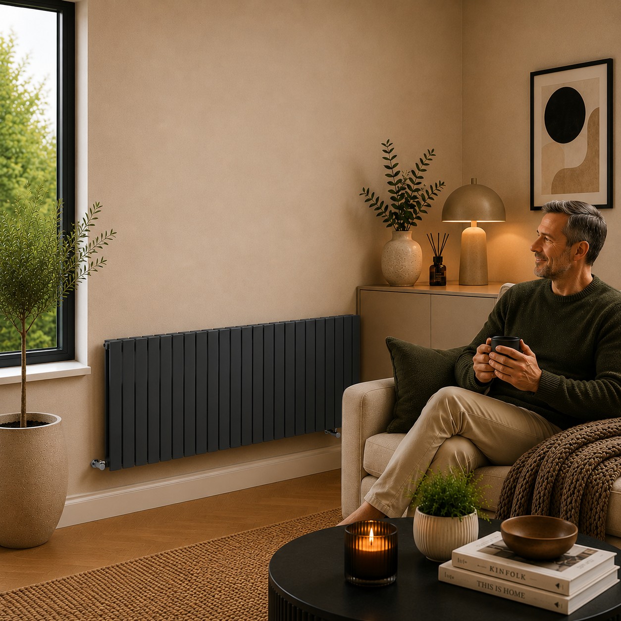 K Rad Boston 600H x 1190W Double Radiator Textured Grey - Image 4