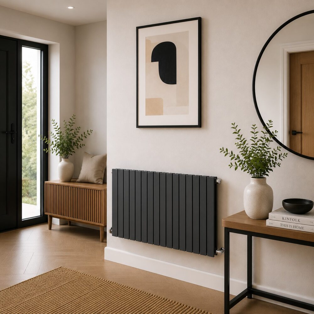 Boston 600H x 1190W Double Radiator Textured Grey