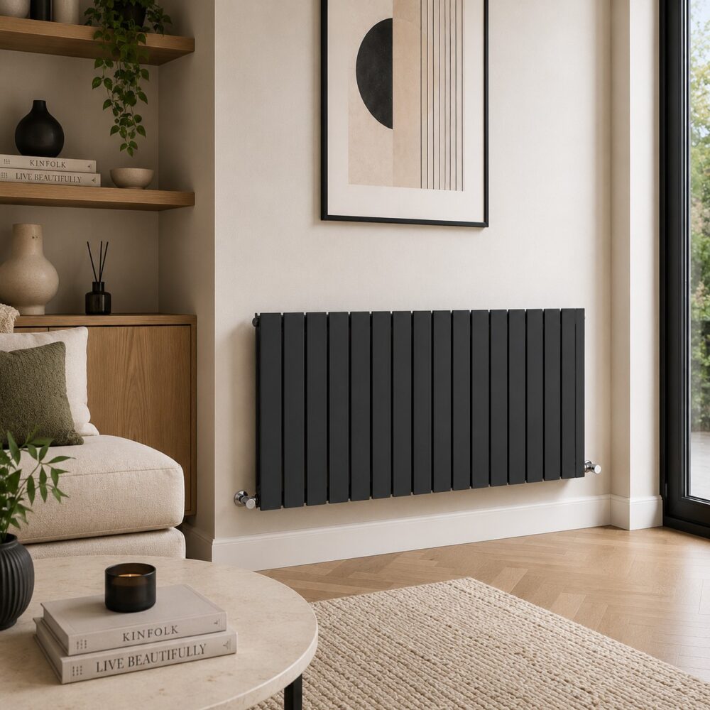 Boston 600H x 1190W Single Radiator Textured Grey