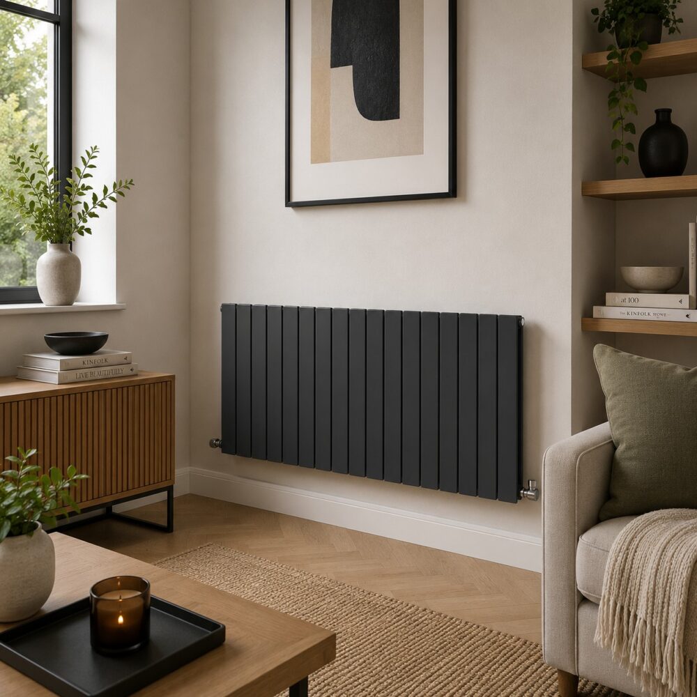 Boston 600H x 1470W Double Radiator Textured Grey
