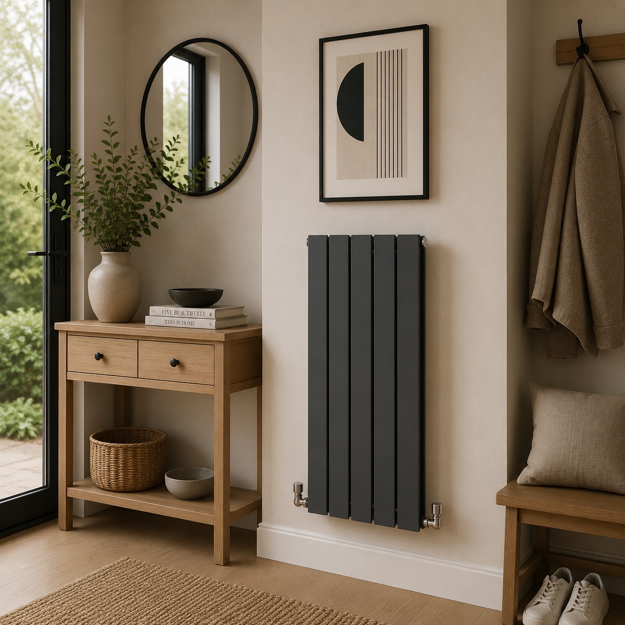 Boston 600H x 420W Single Radiator Textured Grey