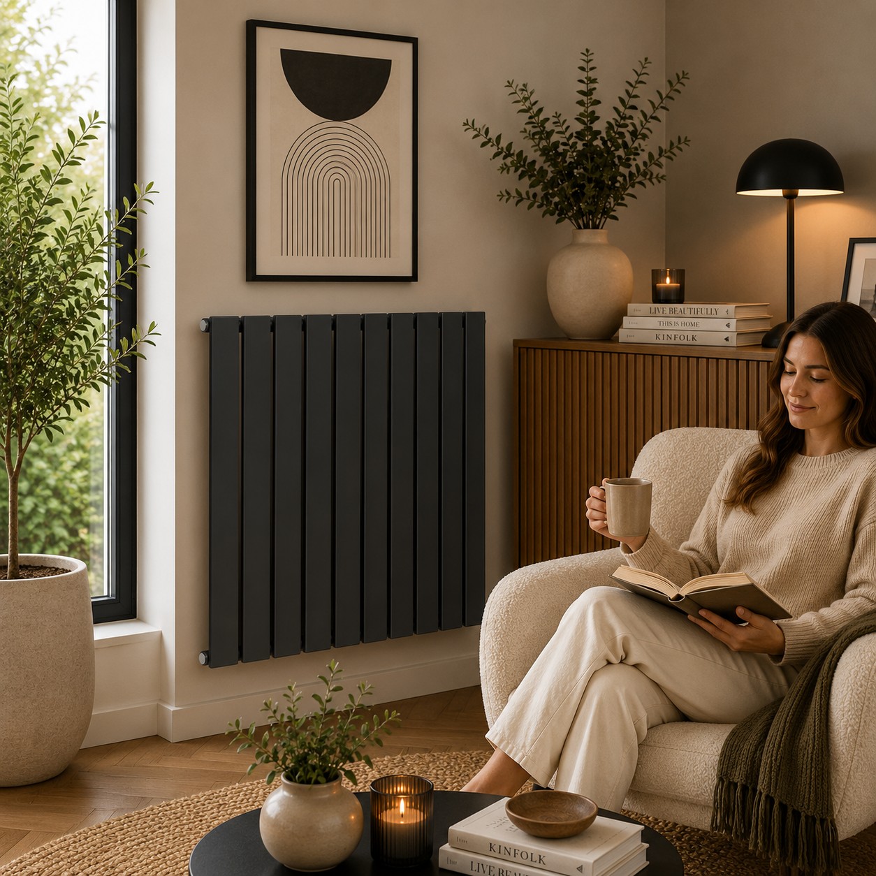 K Rad Boston 600H x 630W Single Radiator Textured Grey - Image 2
