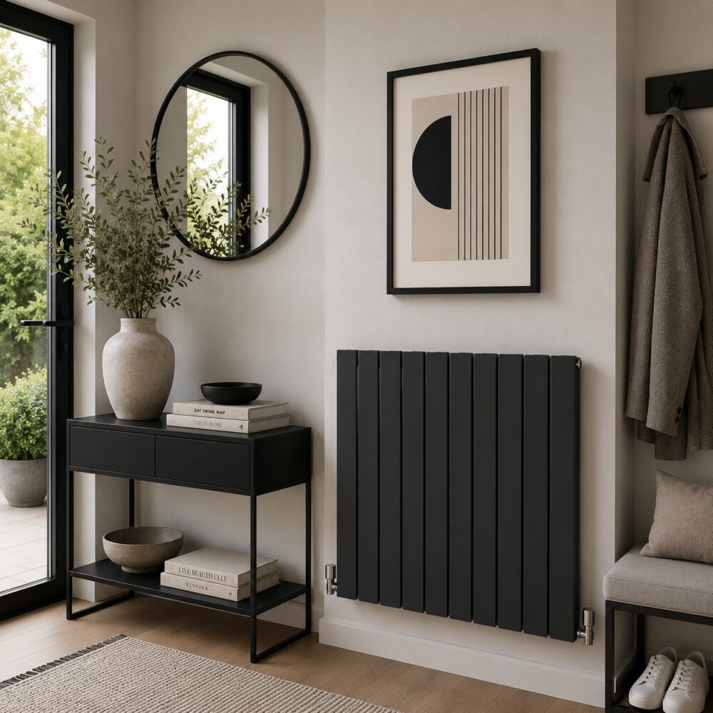 Boston 600H x 910W Designer Radiator Textured Grey