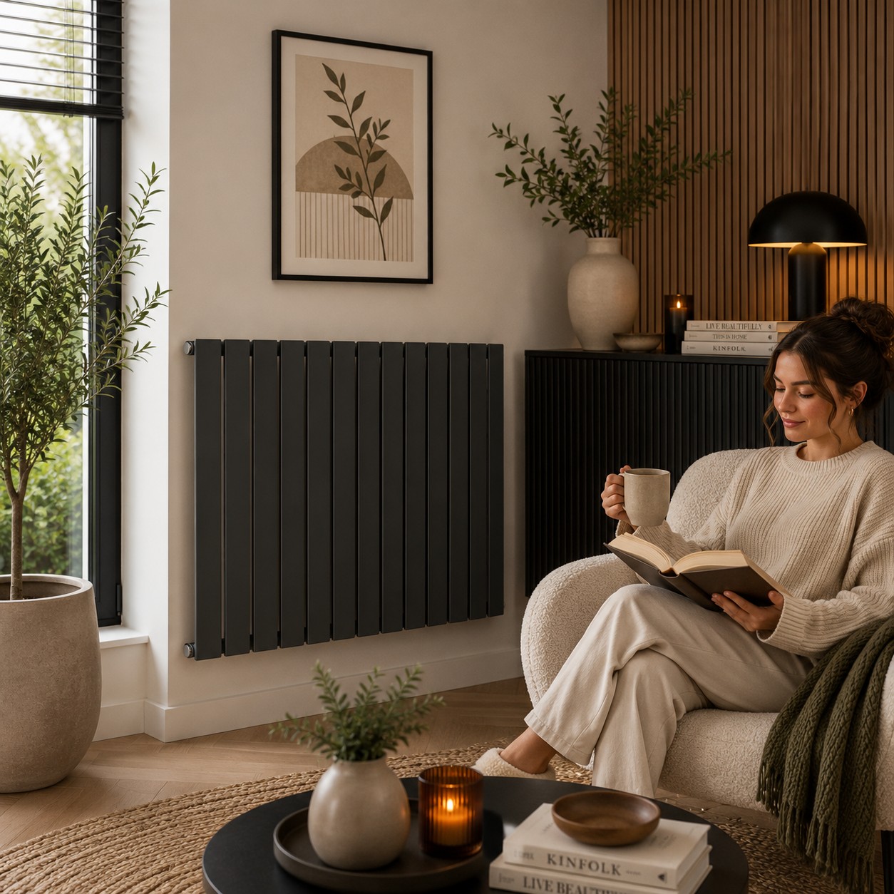 Krad Radiator K Rad Boston 600H x 910W Single Radiator Textured Grey - SNH Tradecentre