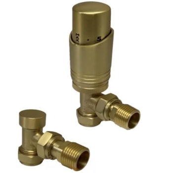 Design Brushed Brass Twin TRV Pack Angled