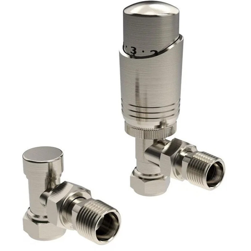 Upgrade your home heating using the Design Brushed Nickel Twin TRV Pack Angled with six heat settings. Perfect balance of style and function! NK-TRV301A