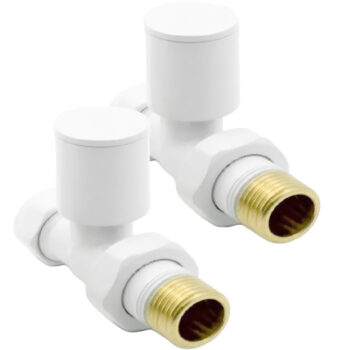 K Rad White Radiator Valves Pair Straight