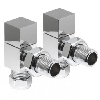 Chrome Square Radiator Valves Pair Angled