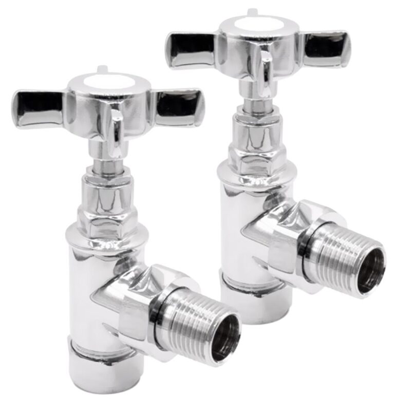 Cross Head Radiator Valves Pair Angled