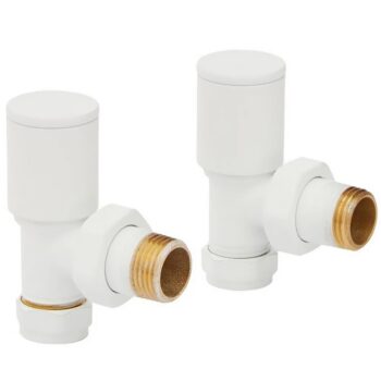 White Radiator Valves Pair Angled