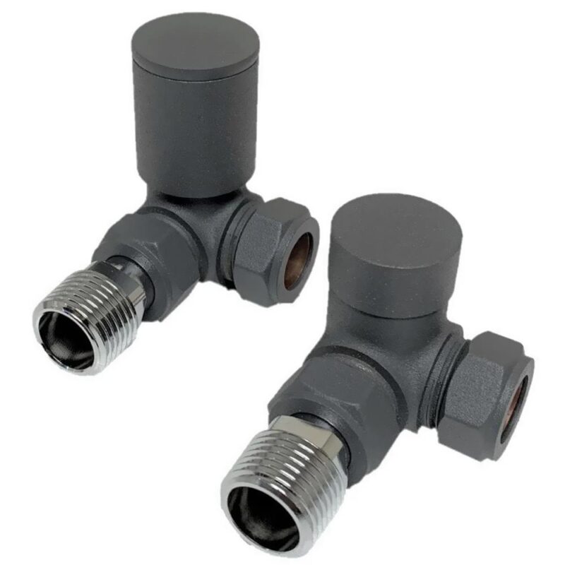 Anthracite Radiator Valves Pair Corner