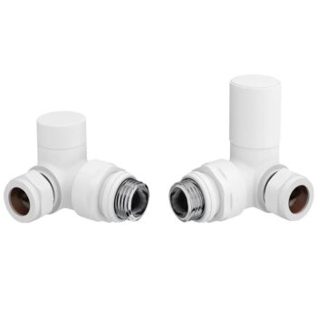 White Radiator Valves Pair Corner