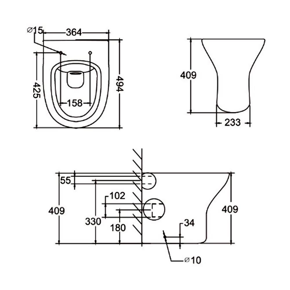 K Vit Primo Round Rimless BTW Pan with Seat - Image 2