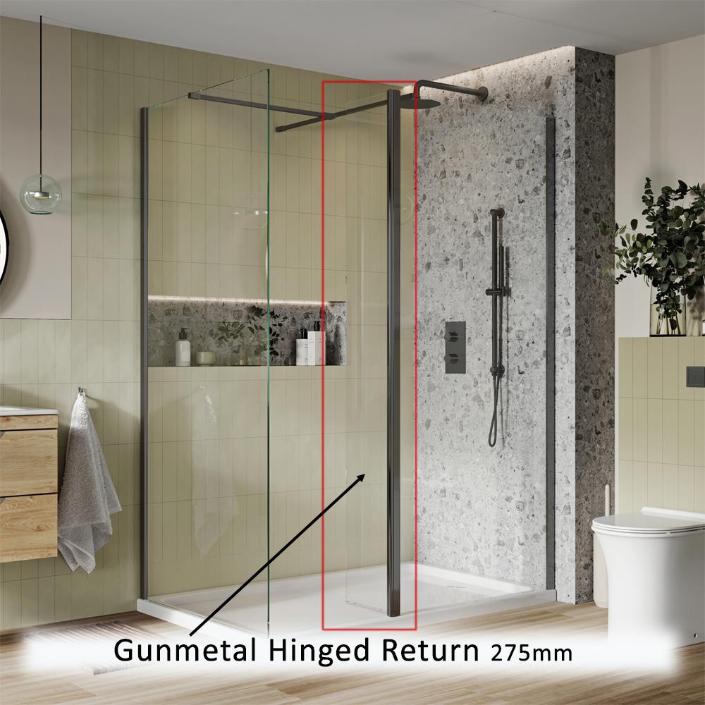 Wet Room Flipper Hinged Return 275mm - Gunmetal Profile
