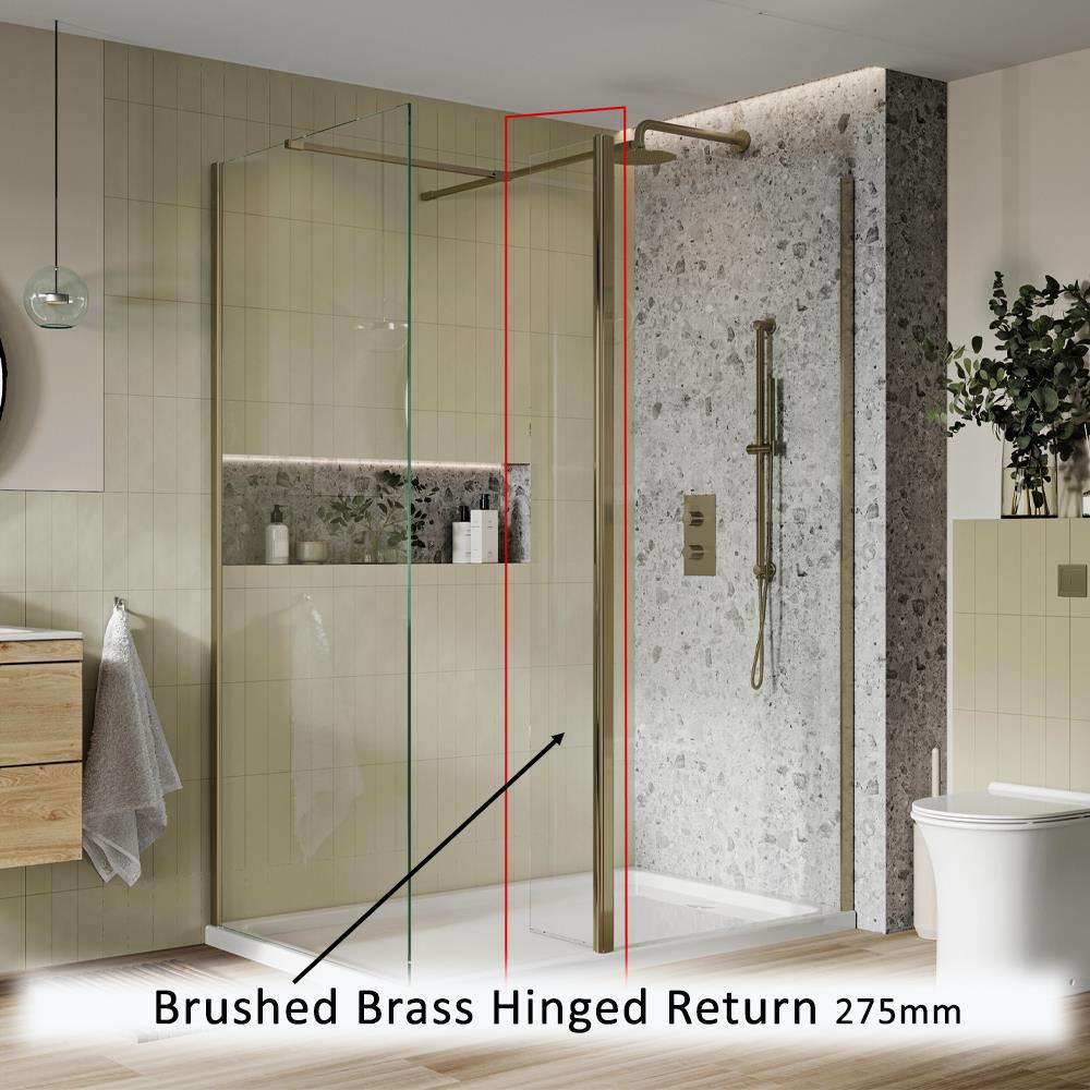 Wet Room Flipper Hinged Return 275mm - Brass Prifile
