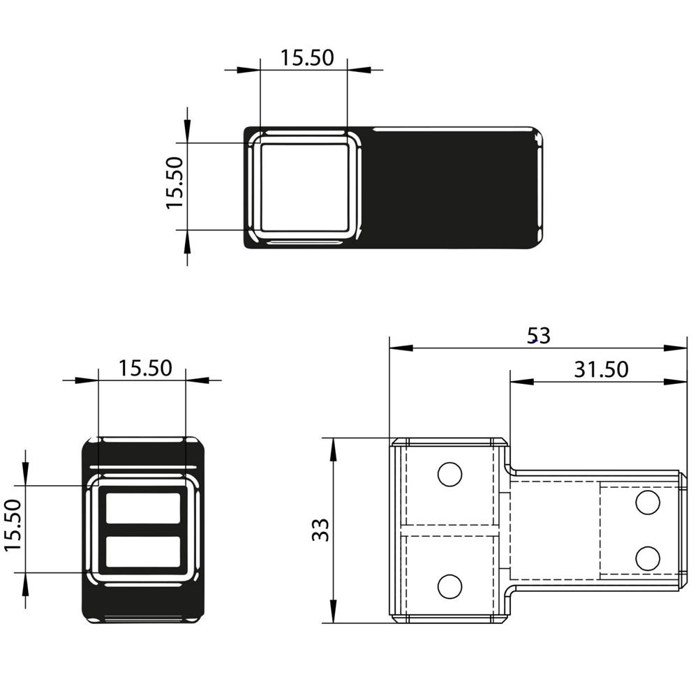 Wet Room Support Arm Joining Piece Brushed Bronze