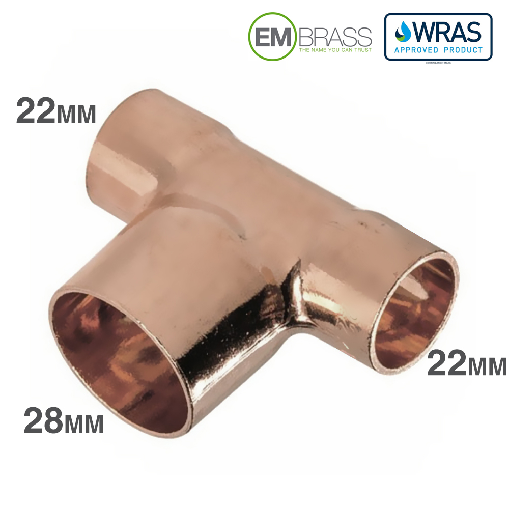 Reducing Tee 22x22x28mm End Feed - Image 5