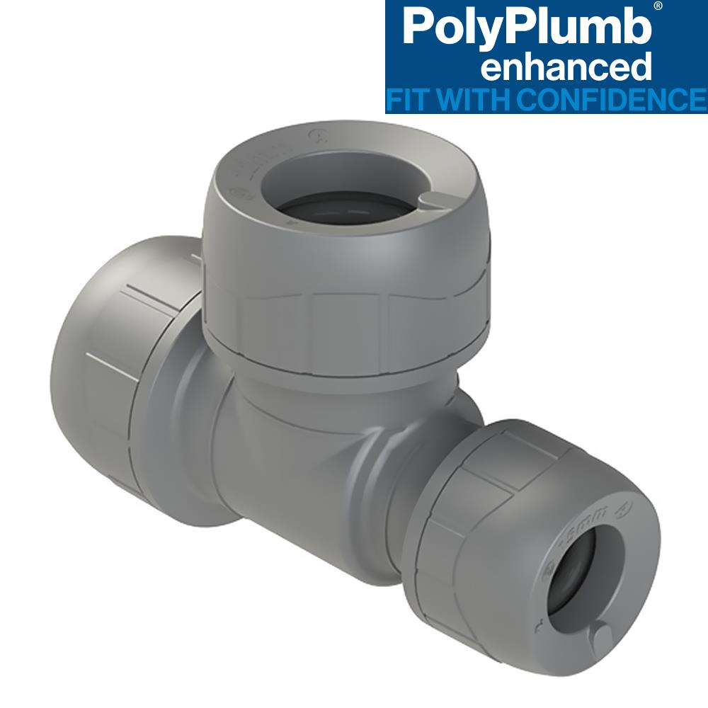 Polyplumb 15mm x 10mm x 15mm Reducing Tee Push Fit - Image 5