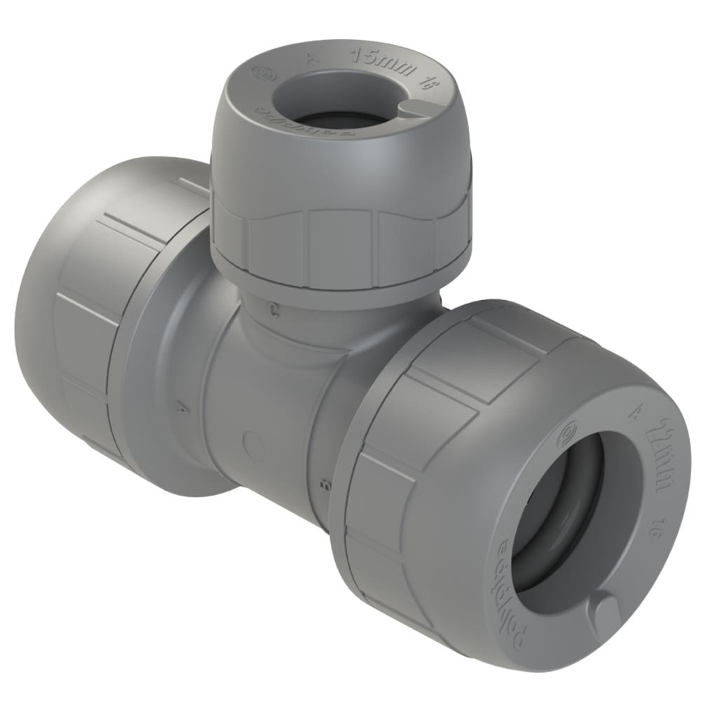 Polyplumb 15mm x 15mm x 10mm Reducing Tee